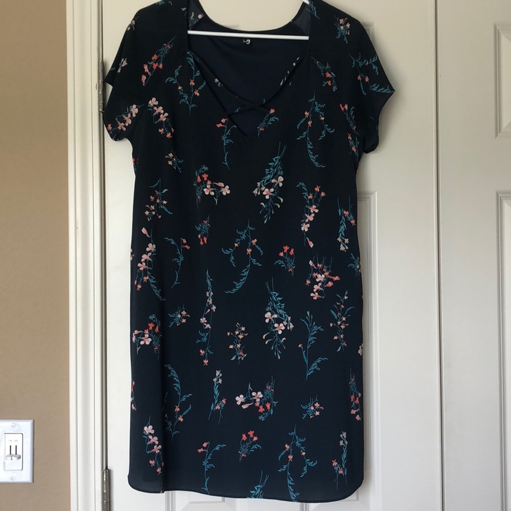 Navy blue floral dress
